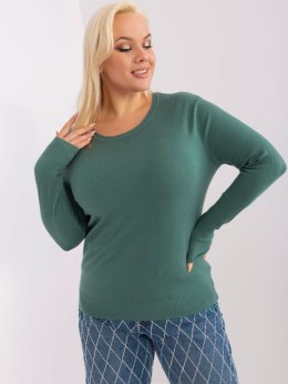 Cienki sweter z guziczkami na rękawach - ciemny zielony