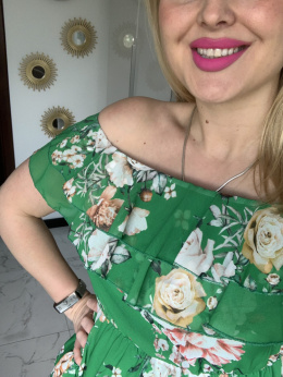 Sukienka w kwiaty hiszpanka FLORENTINA - zielona