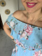 Sukienka w kwiaty hiszpanka FLORENTINA - błękitna