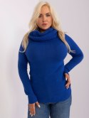 Sweter plus size z lejącym golfem - kobaltowy