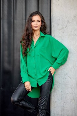 Olena - asymetryczna koszula damska z długim rękawem - zielony
