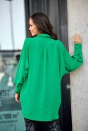Olena - asymetryczna koszula damska z długim rękawem - zielony