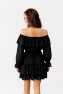 Almeria - sukienka z odkrytymi ramionami i długim rękawem - czarny