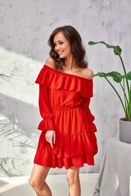 Almeria - sukienka z odkrytymi ramionami i długim rękawem - czerwony