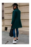 Jednorzędowy płaszcz damski z guzikami - zielony
