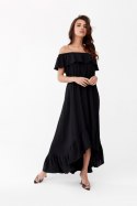 Leila - asymetryczna sukienka hiszpanka maxi - czarny