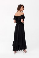 Leila - asymetryczna sukienka hiszpanka maxi - czarny