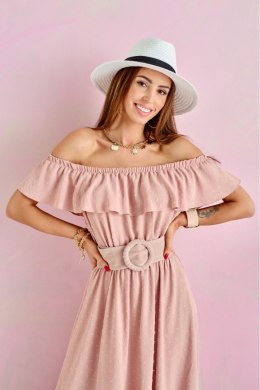 Leila - asymetryczna sukienka hiszpanka maxi - różowy