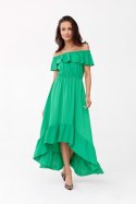 Leila - asymetryczna sukienka hiszpanka maxi - zielony