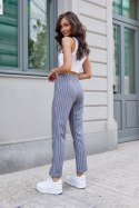 Madison - klasyczne spodnie damskie w paski - szary