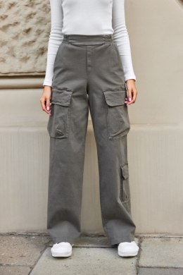 Marala - spodnie damskie cargo z kieszeniami - khaki