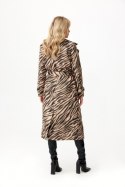 Palermo - Długi płaszcz z wiązaniem w zwierzęcy wzór - camelowa zebra