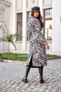 Palermo - Długi płaszcz z wiązaniem w zwierzęcy wzór - zebra