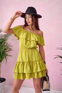 Sukienka hiszpanka mini krótki rękaw - limonka