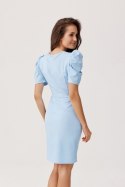 Elaisa - przekładana sukienka z krótkim bufiastym rękawem - niebieski