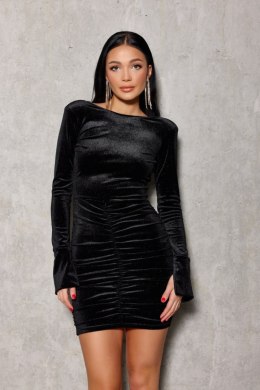 Indy - welurowa mini sukienka z brokatem - czarny