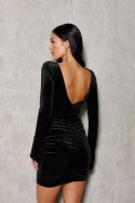 Indy - welurowa mini sukienka z brokatem - czarny