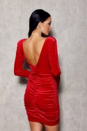 Indy - welurowa mini sukienka z brokatem - czerwony