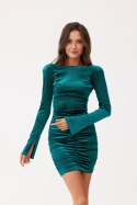 Indy - welurowa mini sukienka z brokatem - zielony