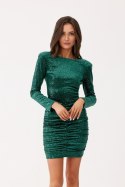 Lorin - cekinowa mini sukienka z poduszkami na ramionach - zielony