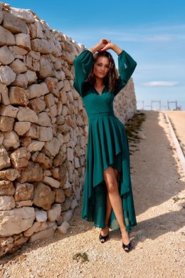 Romee - asymetryczna sukienka z długim rękawem - zielony