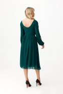 Sivney - sukienka rozkloszowana z kopertowym dekoltem długi rękaw - zielony