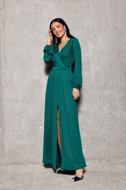 Tiffany - brokatowa sukienka maxi z długim rękawem zielony