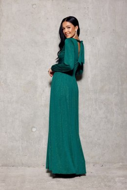 Tiffany - brokatowa sukienka maxi z długim rękawem zielony