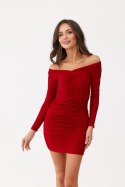 Louis - dopasowana sukienka z marszczeniem brokat - czerwony