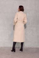 Vivienne - długi płaszcz z kieszeniami i wiązaniem - beżowy