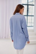 Aria - asymetryczna koszula damska oversize - niebieski