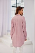 Aria - asymetryczna koszula damska oversize - różowy