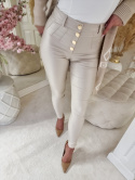 Spodnie woskowane z guzikami KARL BY ME - ivory