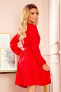 BINDY Kobieca sukienka z dekoltem - czerwona