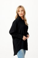 Olena - asymetryczna koszula damska z długim rękawem - czarny