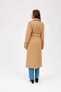 Vivienne - długi płaszcz z kieszeniami i wiązaniem - camel