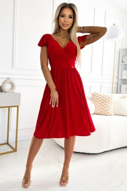 MATILDE Sukienka z dekoltem i krótkim rękawkiem - czerwona z brokatem