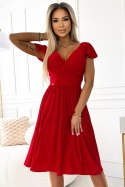 MATILDE Sukienka z dekoltem i krótkim rękawkiem - czerwona z brokatem