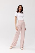 Alaya - długie spodnie z wysokim stanem i kieszeniami - różowy