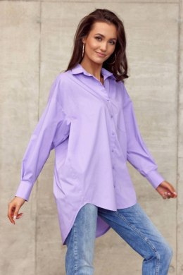 Carolina - koszula damska oversize z imitacją kieszeni - fioletowy