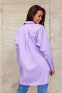 Carolina - koszula damska oversize z imitacją kieszeni - fioletowy