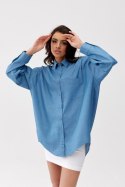 Lana - damska koszula oversize z kieszonką - wzór J03