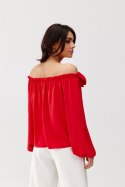 Rosie - bluzka hiszpanka z długim rękawem i różą - czerwony