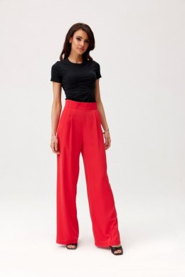 Alaya - długie spodnie z wysokim stanem i kieszeniami - czerwony