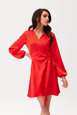 Catlin - satynowa wiązana sukienka mini - czerwony