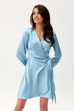 Catlin - satynowa wiązana sukienka mini - niebieski