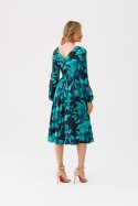 Grace - sukienka midi z kopertowym dekoltem i długimi rękawami - wzór Y15