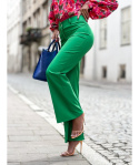 Spodnie dzwony materiałowe ELEGANT by Ooh la la - zielone