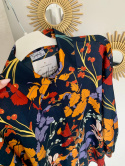 Koszula GRACE by SIMPLICITY z kołnierzykiem - granatowa/kwiaty