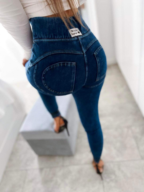 Legginsy jeansowe z wyokim stanem push-up SABRINA M&J - granatowe